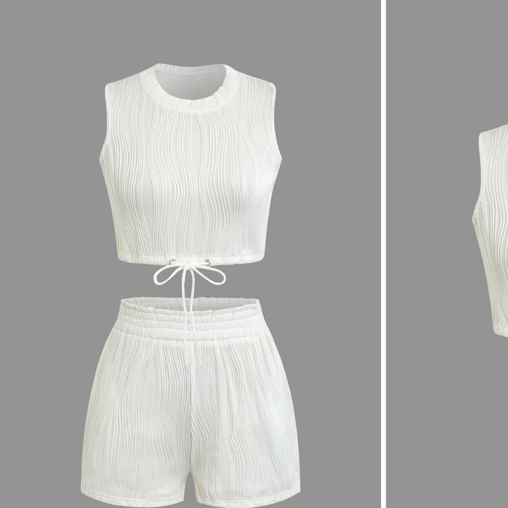 Micas NWTs Textured Sleeveless Crop Top & Short Set